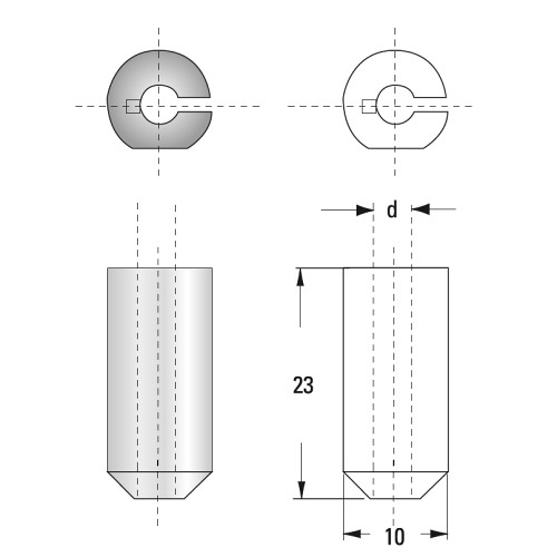 Redukční pouzdro GUHDO d2,0×D10×L23 mm