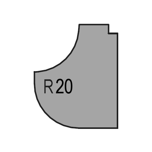VBD pro frézu RH+ K/K 573, sdružený rádius konkáv-konvex, R20