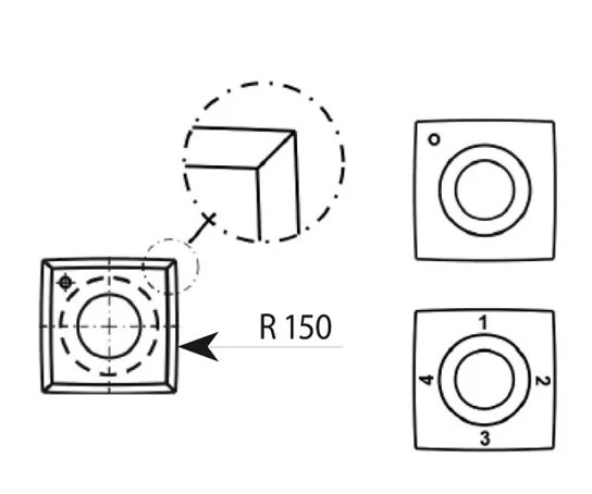 Předřezová žiletka tvrdokovová - 4 břitá R150 15×15×2,5 mm Dřevo